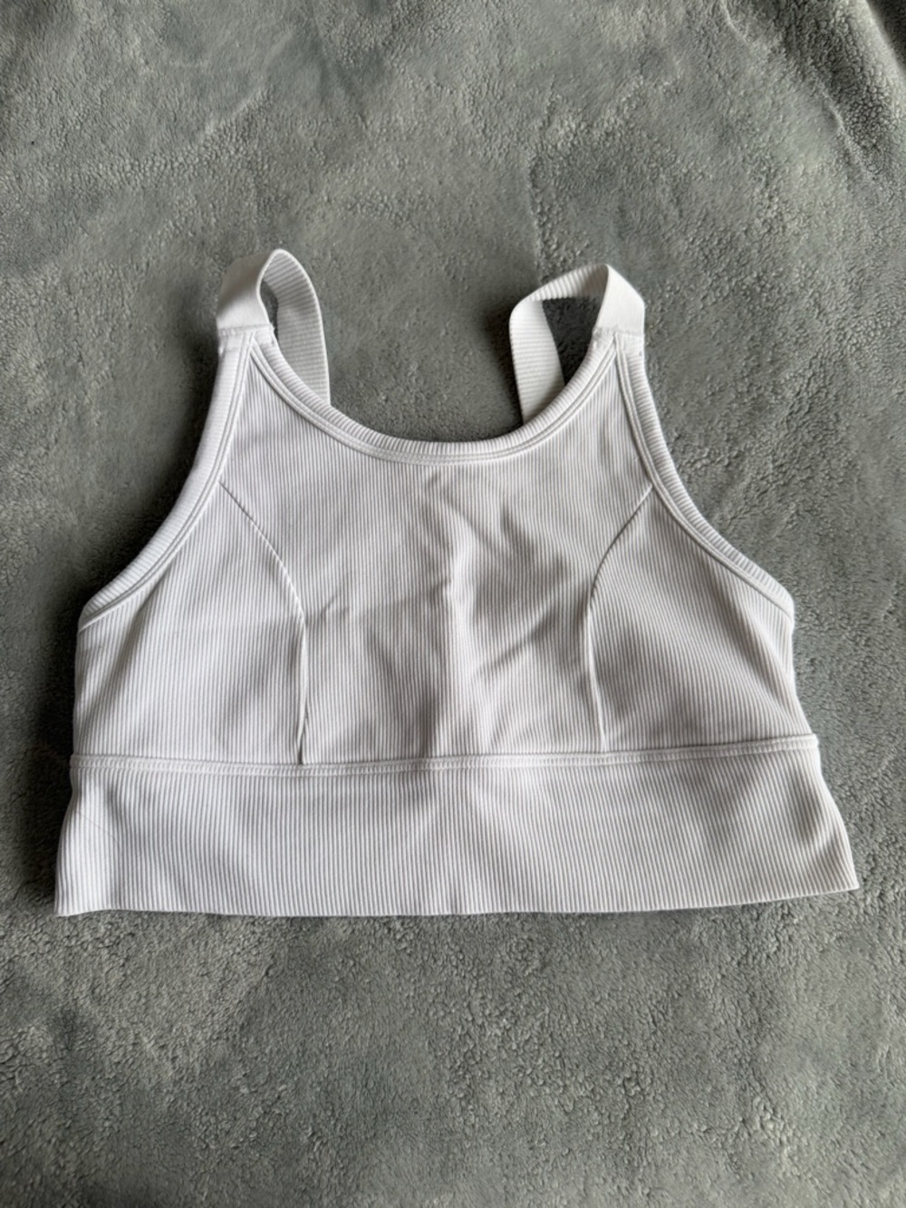 aerie White Ribbed Crop Sports Bra